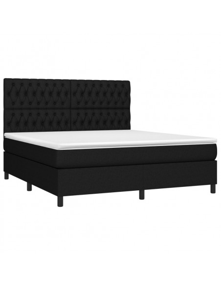 Letto a Molle con Materasso e LED Nero 180x200cm in Tessuto