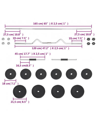 Set Bilanciere e Manubri 30 kg