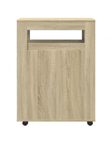 Mobile da Bagno Stretto con Ruote Rovere Sonoma in Truciolato