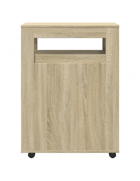 Mobile da Bagno Stretto con Ruote Rovere Sonoma in Truciolato