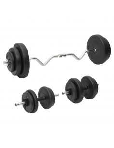 Set Bilanciere Curl e Manubri con Dischi 60 kg 2