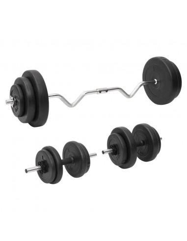 Set Bilanciere Curl e Manubri con Dischi 60 kg