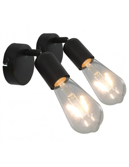 Faretti 2 pz con Lampadine a Incandescenza 2 W Nero E27