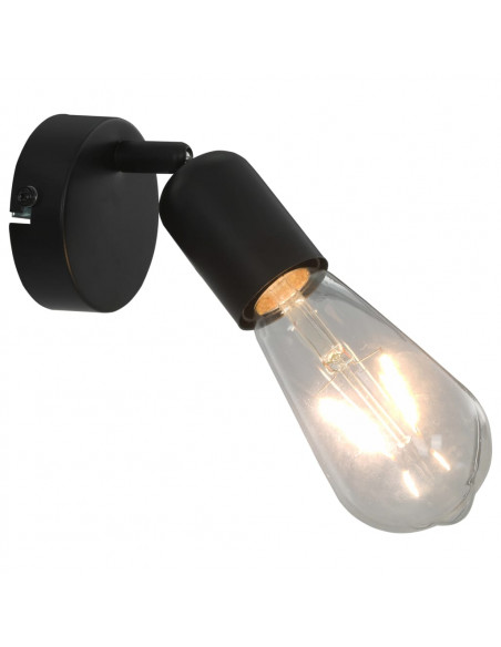Faretti 2 pz con Lampadine a Incandescenza 2 W Nero E27