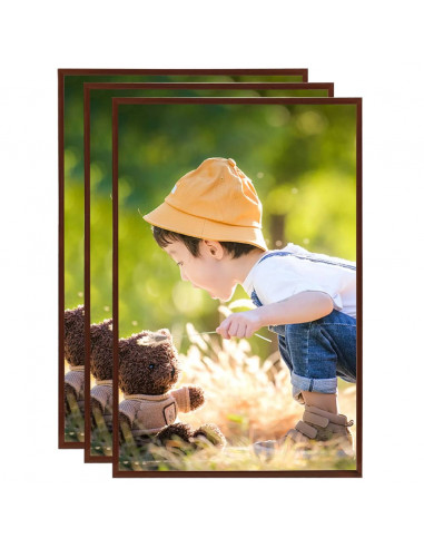 Cornici Foto Collage 3 pz Parete o Tavolo Bronzo 70x90 cm MDF