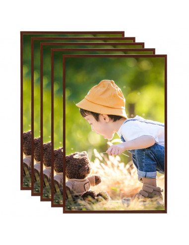 Cornici Foto Collage 5 pz Parete o Tavolo Bronzo 70x90 cm MDF