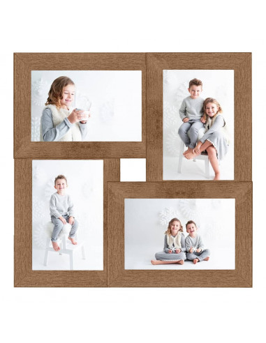 Cornice Multipla per 4 Foto 10x15cm Marrone Chiaro in MDF