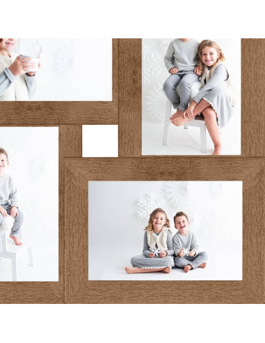Cornice Multipla per 4 Foto 10x15cm Marrone Chiaro in MDF