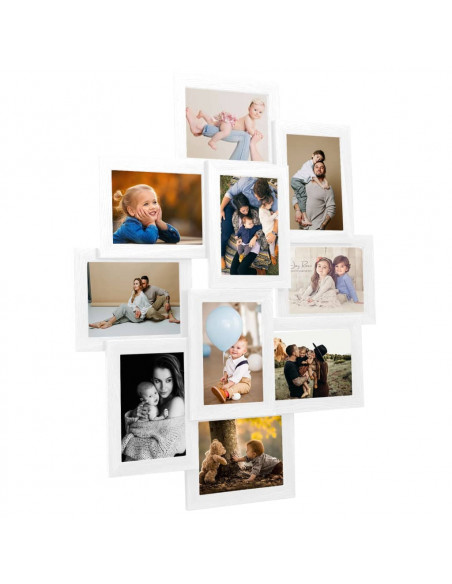 Cornice per Collage 10x(10x15 cm) Foto Marrone Bianco in MDF