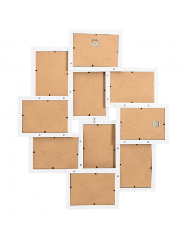 Cornice per Collage 10x(10x15 cm) Foto Marrone Bianco in MDF