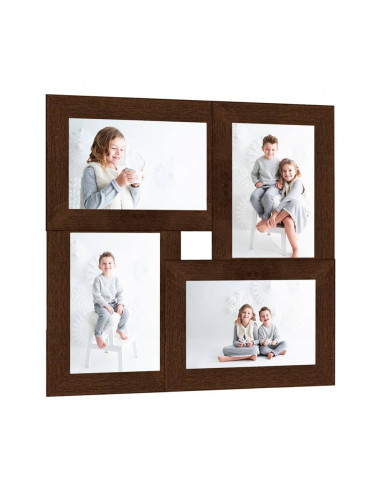 Cornice Multipla per 4 Foto 13x18cm Marrone Scuro in MDF