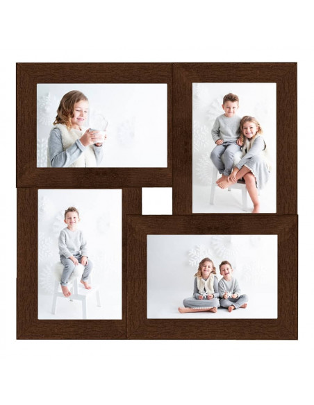 Cornice Multipla per 4 Foto 13x18cm Marrone Scuro in MDF