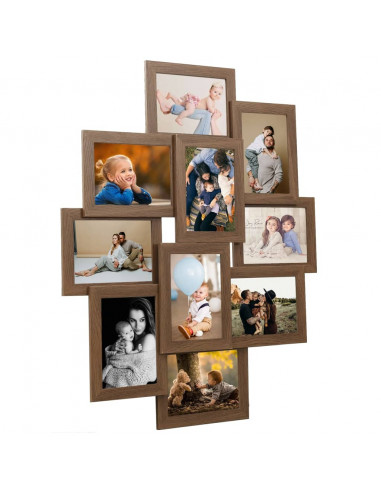 Cornice per Collage 10x(13x18 cm) Foto Marrone Chiaro in MDF