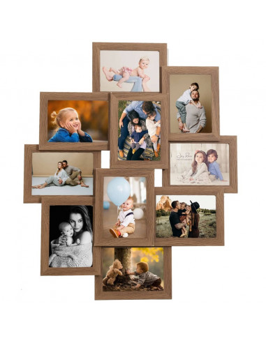 Cornice per Collage 10x(13x18 cm) Foto Marrone Chiaro in MDF