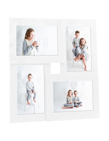 Cornice per Collage per 4x(13x18 cm) Foto Bianca in MDF