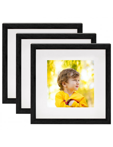 Set di Cornici Fotografiche 3D 3 pz Nero 23x23 cm Foto 13x13 cm