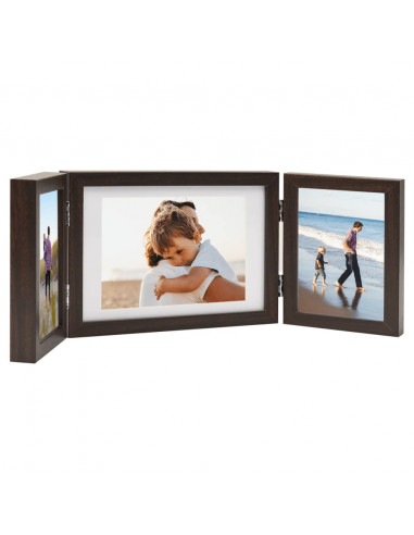 Cornici Portafoto a Libro Marrone Scuro 28x18 cm+2x(13x18 cm)