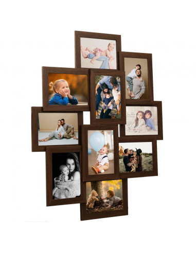 Cornice per Collage 10x(13x18 cm) Foto Marrone Scuro in MDF