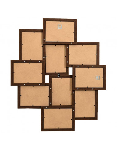 Cornice per Collage 10x(13x18 cm) Foto Marrone Scuro in MDF