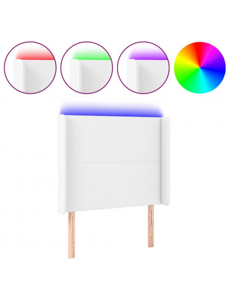 Testiera a LED Bianco 93x16x118/128 cm in Similpelle