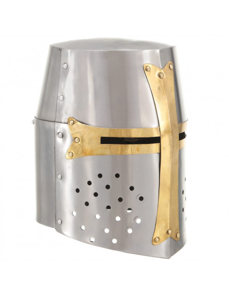 Elmo da Cavaliere Medievale Crociato Replica LARP Argento