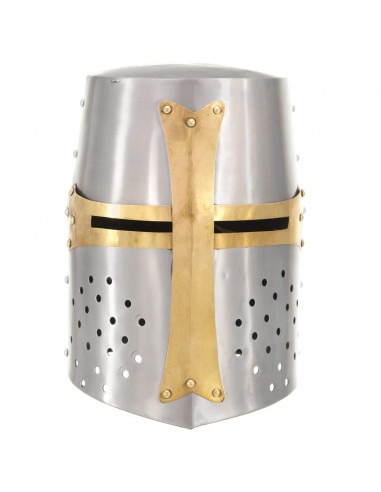 Elmo da Cavaliere Medievale Crociato Replica LARP Argento