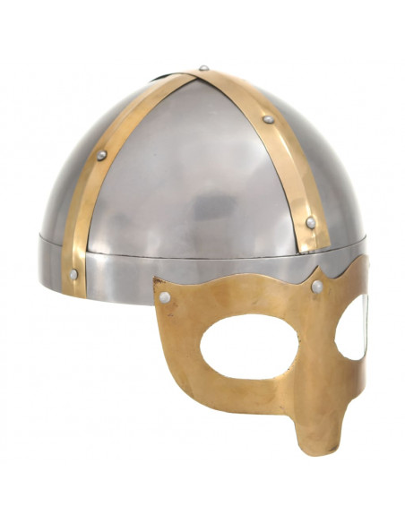 Elmo da Vichingo Antico Replica LARP Argento in Acciaio