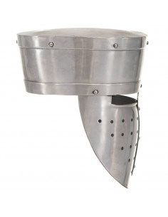 Elmo da Cavaliere Medievale Antico LARP in Acciaio Argento 2