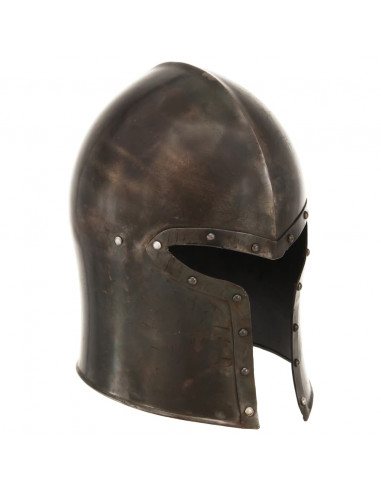 Elmo da Cavaliere Medievale Antico LARP in Acciaio Argento