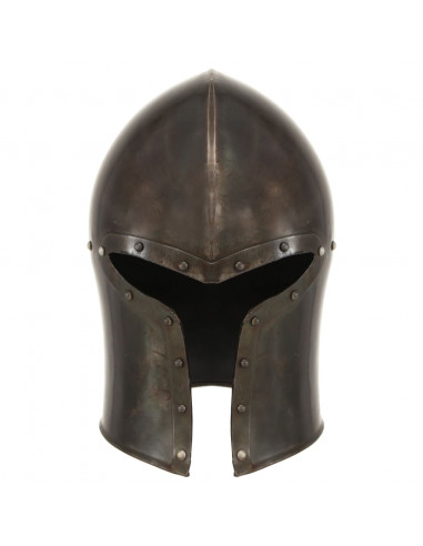 Elmo da Cavaliere Medievale Antico LARP in Acciaio Argento