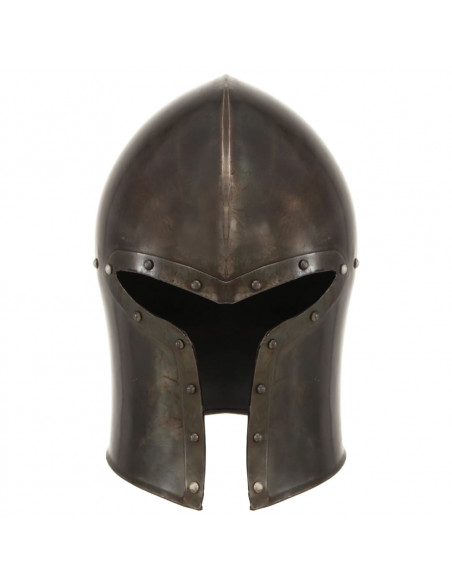 Elmo da Cavaliere Medievale Antico LARP in Acciaio Argento