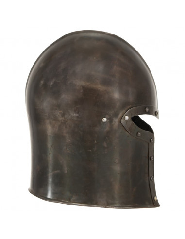 Elmo da Cavaliere Medievale Antico LARP in Acciaio Argento