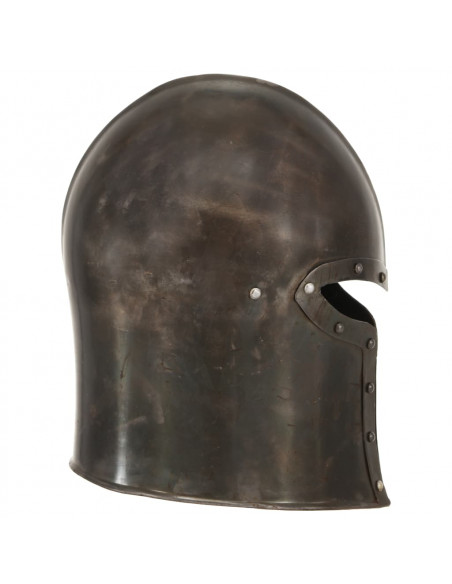 Elmo da Cavaliere Medievale Antico LARP in Acciaio Argento