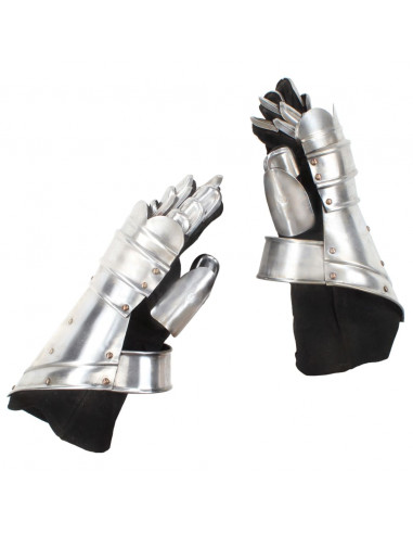 Guanti da Cavaliere Medievale Replica LARP in Argento Acciaio