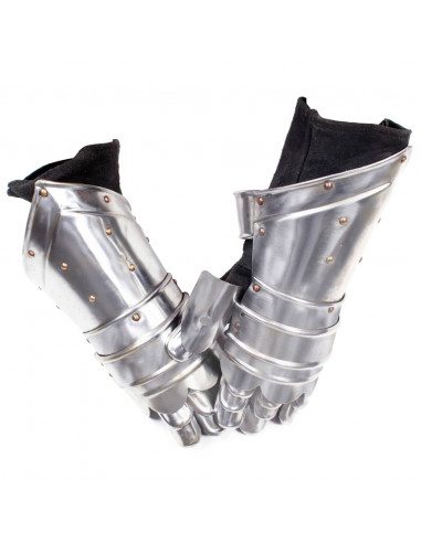 Guanti da Cavaliere Medievale Replica LARP in Argento Acciaio