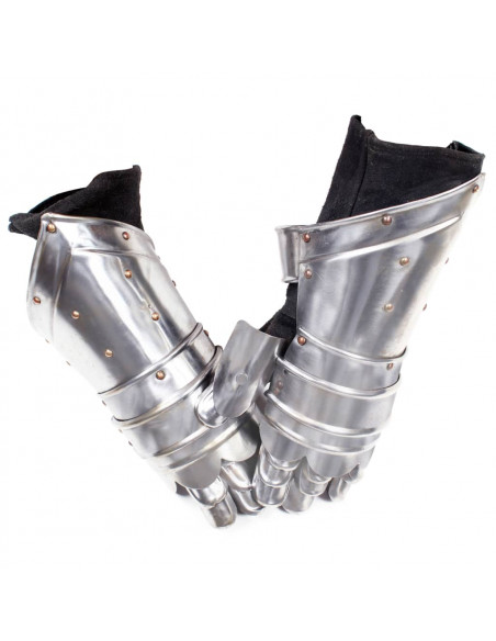 Guanti da Cavaliere Medievale Replica LARP in Argento Acciaio