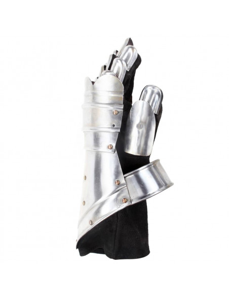 Guanti da Cavaliere Medievale Replica LARP in Argento Acciaio