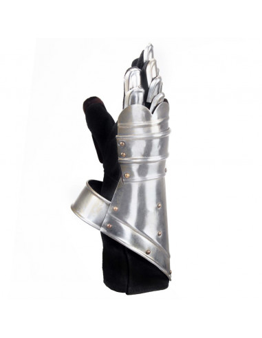 Guanti da Cavaliere Medievale Replica LARP in Argento Acciaio