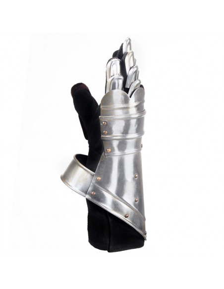 Guanti da Cavaliere Medievale Replica LARP in Argento Acciaio