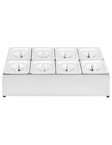 Supporto Gastronorm con 8 Contenitori GN 1/6 in Acciaio Inox