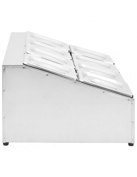 Supporto Gastronorm con 8 Contenitori GN 1/6 in Acciaio Inox