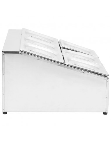 Supporto Gastronorm con 6 Contenitori GN 1/6 in Acciaio Inox