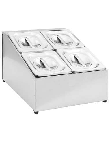 Supporto Gastronorm con 4 Contenitori GN 1/6 in Acciaio Inox