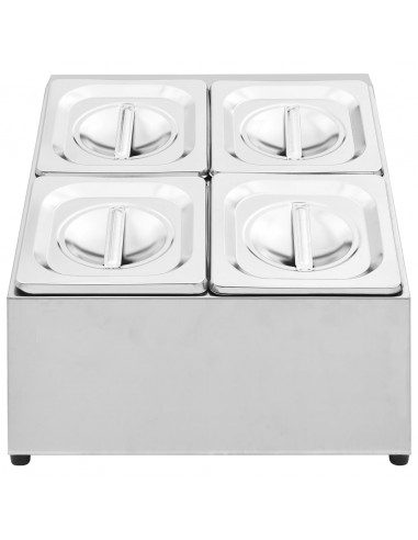 Supporto Gastronorm con 4 Contenitori GN 1/6 in Acciaio Inox