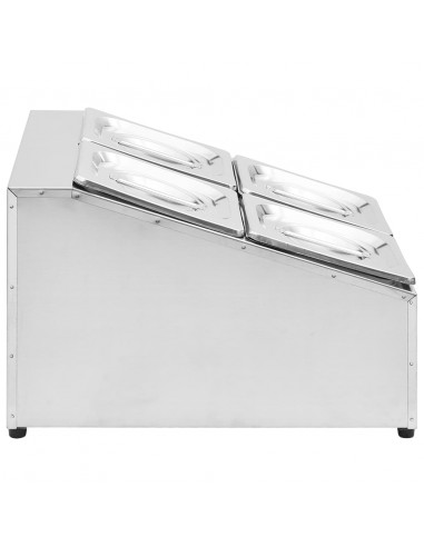 Supporto Gastronorm con 4 Contenitori GN 1/6 in Acciaio Inox