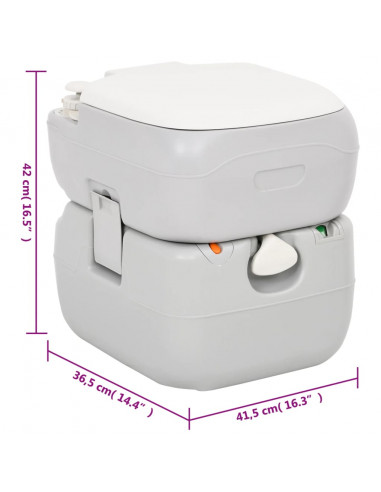 Toilette da Campeggio Portatile Grigia e Bianca 22+12 L in HDPE