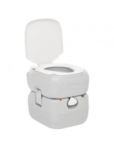 Toilette da Campeggio Portatile Grigia e Bianca 22+12 L in HDPE