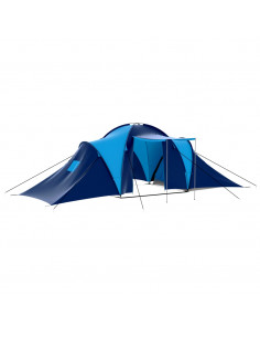 Tenda da Campeggio in Tessuto 9 Persone Blu Scuro e Blu 2