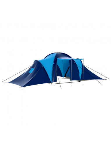 Tenda da Campeggio in Tessuto 9 Persone Blu Scuro e Blu