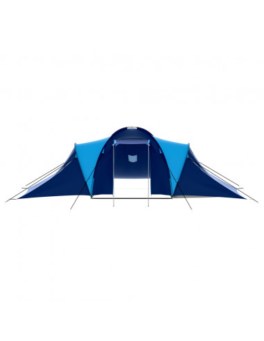 Tenda da Campeggio in Tessuto 9 Persone Blu Scuro e Blu